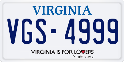 VA license plate VGS4999