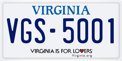 VA license plate VGS5001