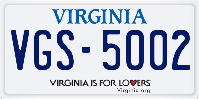 VA license plate VGS5002
