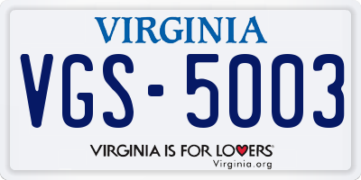 VA license plate VGS5003