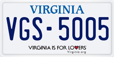 VA license plate VGS5005