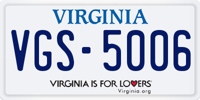 VA license plate VGS5006