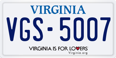 VA license plate VGS5007