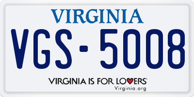 VA license plate VGS5008