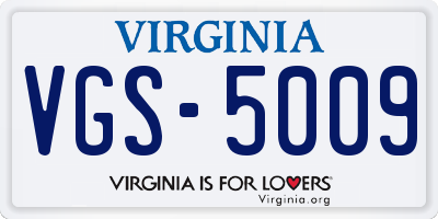 VA license plate VGS5009