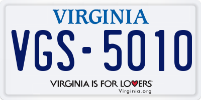 VA license plate VGS5010