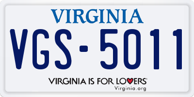 VA license plate VGS5011