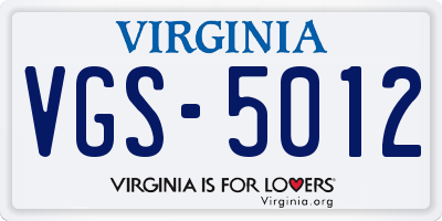 VA license plate VGS5012