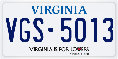 VA license plate VGS5013