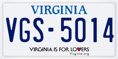 VA license plate VGS5014