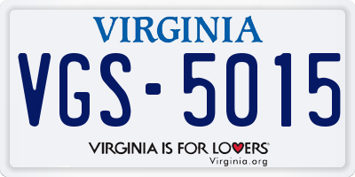 VA license plate VGS5015