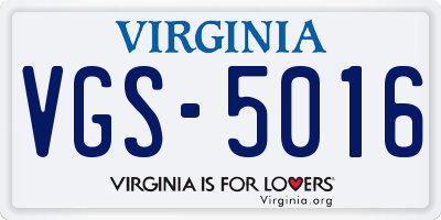 VA license plate VGS5016
