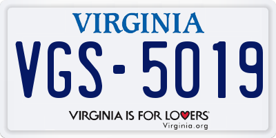 VA license plate VGS5019