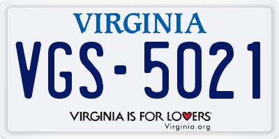 VA license plate VGS5021