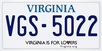 VA license plate VGS5022
