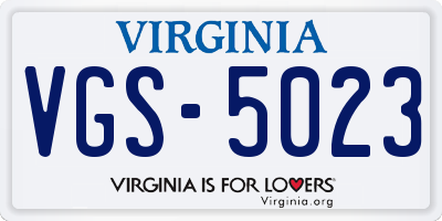 VA license plate VGS5023