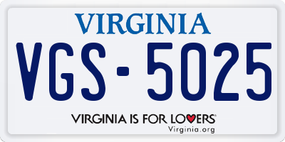 VA license plate VGS5025