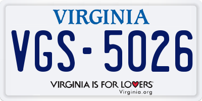 VA license plate VGS5026