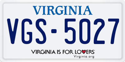 VA license plate VGS5027