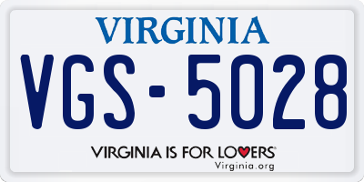 VA license plate VGS5028