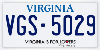 VA license plate VGS5029