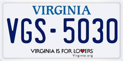 VA license plate VGS5030