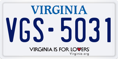 VA license plate VGS5031