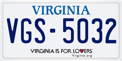 VA license plate VGS5032