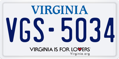 VA license plate VGS5034
