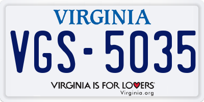 VA license plate VGS5035