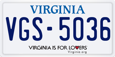 VA license plate VGS5036