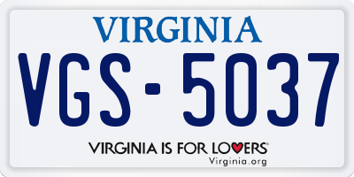 VA license plate VGS5037