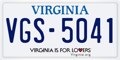 VA license plate VGS5041