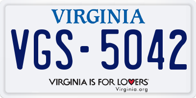 VA license plate VGS5042