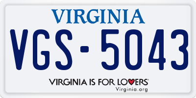 VA license plate VGS5043