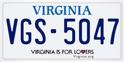 VA license plate VGS5047