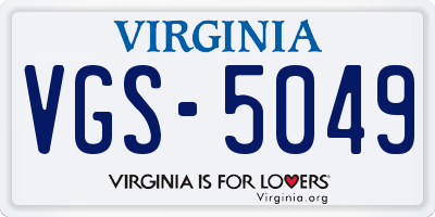 VA license plate VGS5049