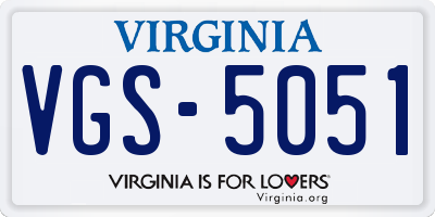 VA license plate VGS5051