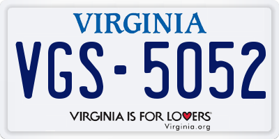 VA license plate VGS5052