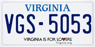VA license plate VGS5053