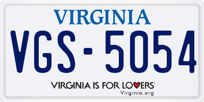 VA license plate VGS5054