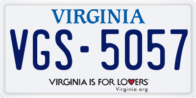 VA license plate VGS5057