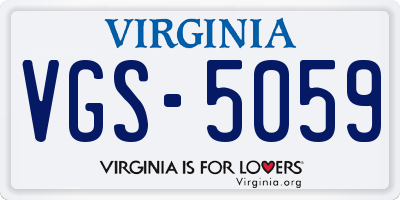 VA license plate VGS5059