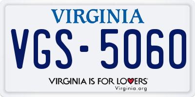 VA license plate VGS5060
