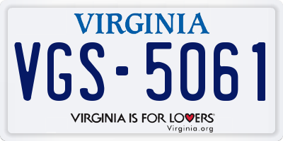 VA license plate VGS5061