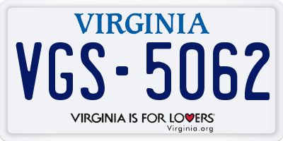 VA license plate VGS5062