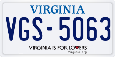 VA license plate VGS5063