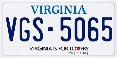 VA license plate VGS5065