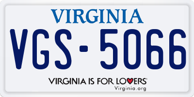 VA license plate VGS5066