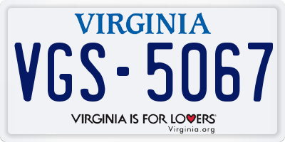 VA license plate VGS5067